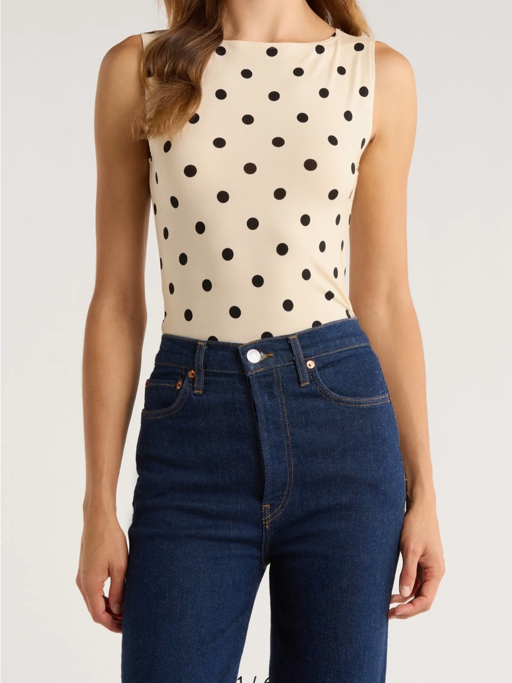 Reformation Dusk Stretch Knit Top - Sundae Dot - Only worn once!